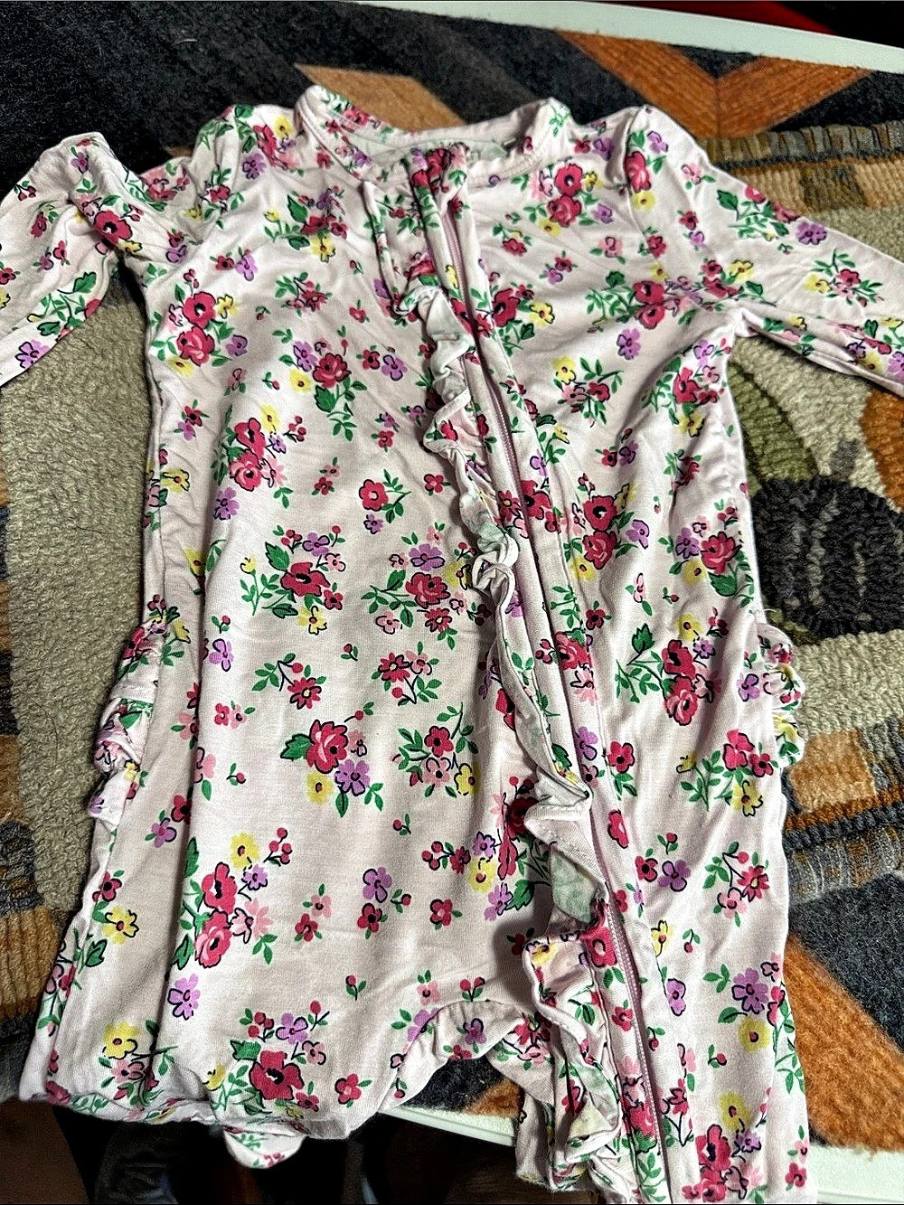 Angel Dear Floral Footie Baby 3-6M Like New Bamboo